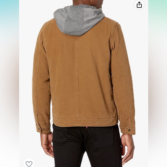 Levi’s Hooded Cotton Canvas Military Trucker Jacket Tan Work Outdoor Layered M - Picture 2 of 16